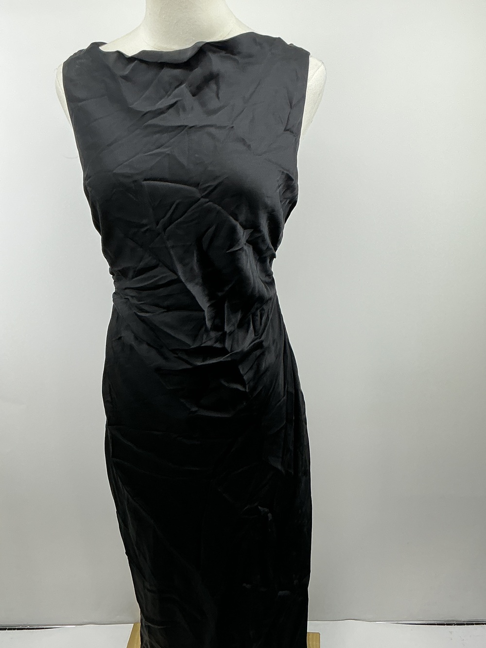 Washable Stretch Silk High Neck Midi Dress